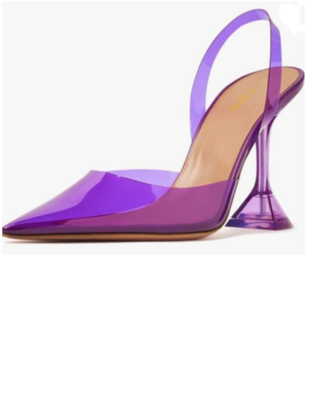 YDN Purple Transparent Pumps Slingback Slip On Wineglass Slim High Heels Shoes